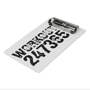 Worn out and scratched text Workout 247365 black Mini Clipboard