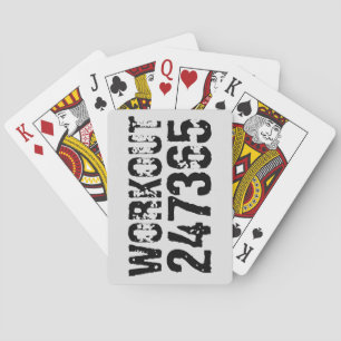 Worn out and scratched text Workout 247365 black Playing Cards