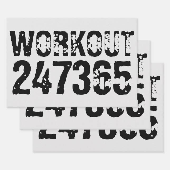 Worn out and scratched text Workout 247365 black Wrapping Paper Sheet (Set)