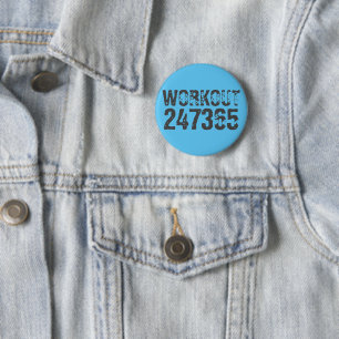 Worn out and scratched text Workout 247365 blue 6 Cm Round Badge