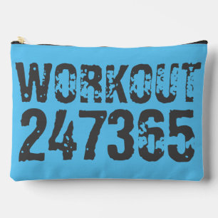 Worn out and scratched text Workout 247365 blue Accessory Pouch