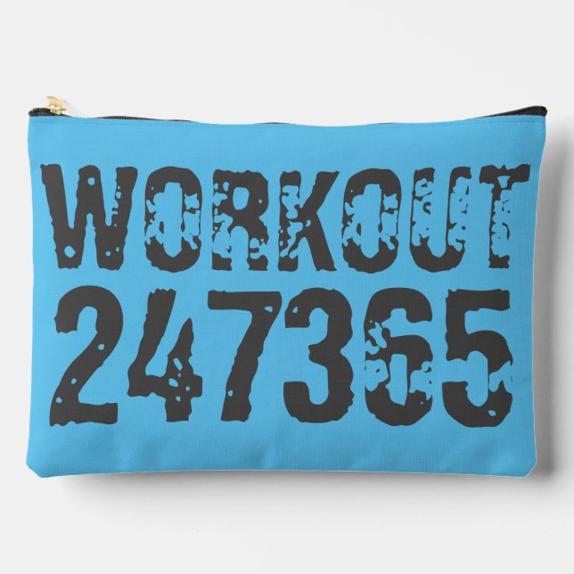 Worn out and scratched text Workout 247365 blue Accessory Pouch (Front)