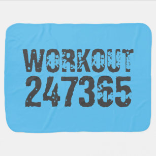 Worn out and scratched text Workout 247365 blue Baby Blanket