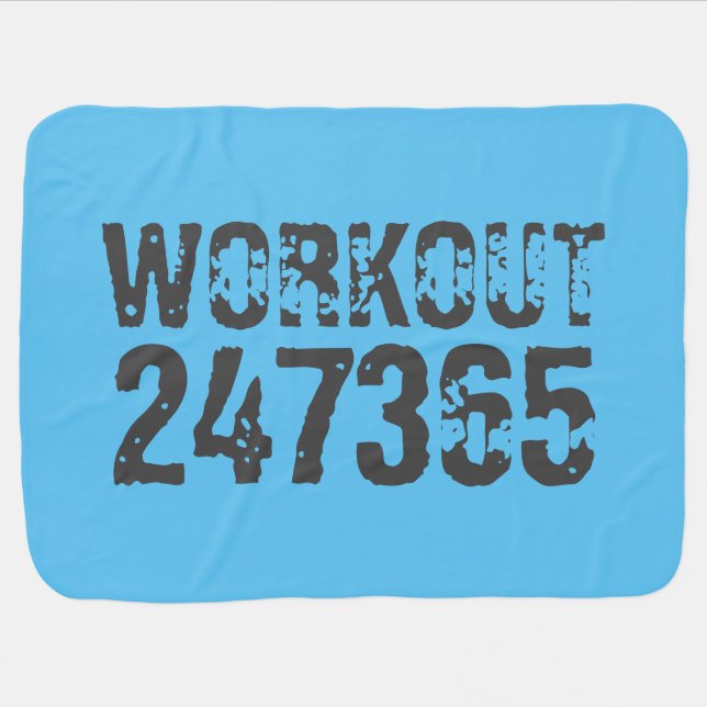 Worn out and scratched text Workout 247365 blue Baby Blanket (Horizontal)