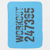 Worn out and scratched text Workout 247365 blue Baby Blanket (Front)
