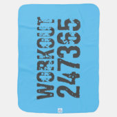 Worn out and scratched text Workout 247365 blue Baby Blanket (Back)
