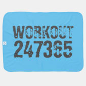 Worn out and scratched text Workout 247365 blue Baby Blanket (Back Horizontal)