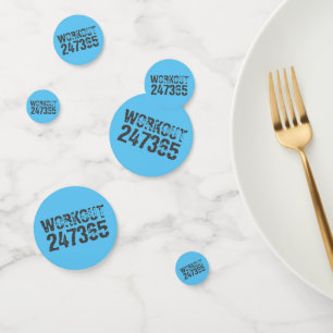Worn out and scratched text Workout 247365 blue Confetti