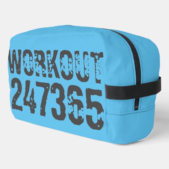 Worn out and scratched text Workout 247365 blue Dopp Kit (Left Corner)