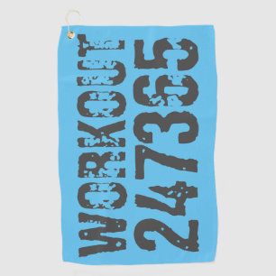 Worn out and scratched text Workout 247365 blue Golf Towel