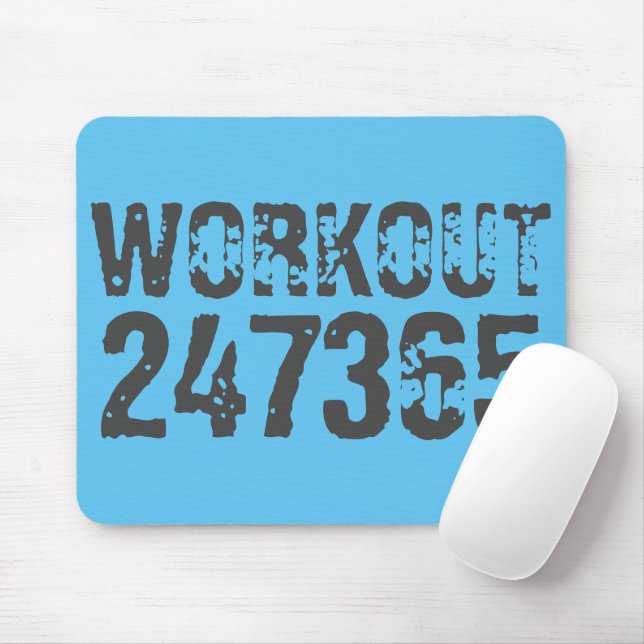 Worn out and scratched text Workout 247365 blue Mouse Pad (With Mouse)