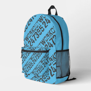 Worn out and scratched text Workout 247365 blue Printed Backpack