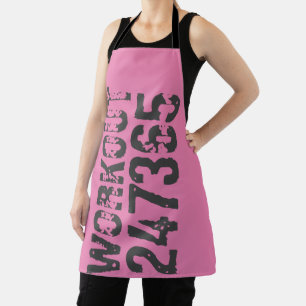 Worn out and scratched text Workout 247365 pink Apron