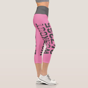 Worn out and scratched text Workout 247365 pink Capri Leggings