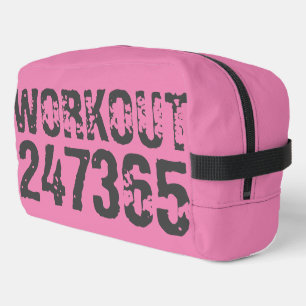 Worn out and scratched text Workout 247365 pink Dopp Kit