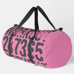 Worn out and scratched text Workout 247365 pink Duffle Bag