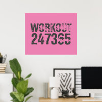Worn out and scratched text Workout 247365 pink