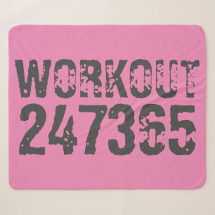 Worn out and scratched text Workout 247365 pink Sherpa Blanket