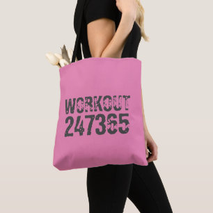 Worn out and scratched text Workout 247365 pink Tote Bag