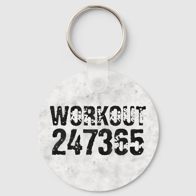 Worn out and scratched text Workout 247365 rustic Key Ring (Front)