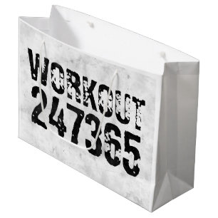 Worn out and scratched text Workout 247365 rustic Large Gift Bag