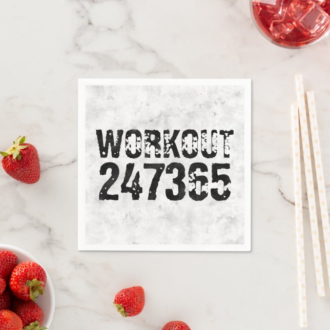 Worn out and scratched text Workout 247365 rustic Napkin (Insitu)