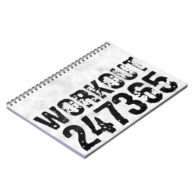 Worn out and scratched text Workout 247365 rustic Notebook (Left Side)