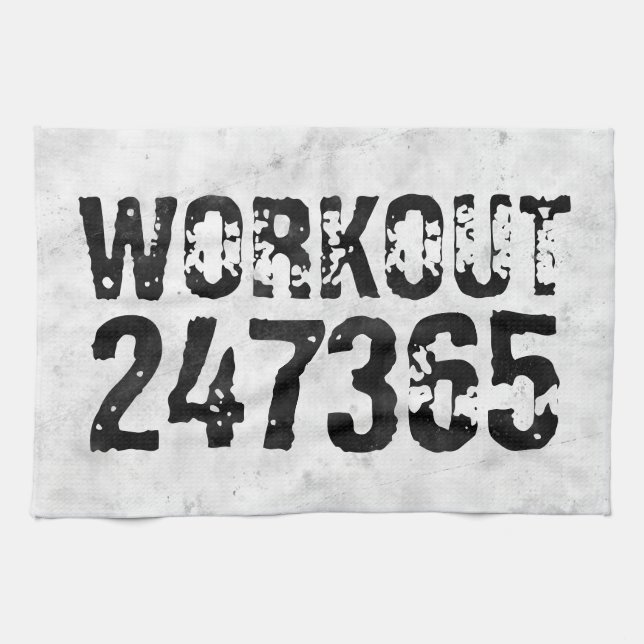 Worn out and scratched text Workout 247365 rustic Tea Towel (Horizontal)