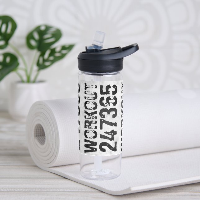 Worn out and scratched text Workout 247365 rustic Water Bottle (Yoga)