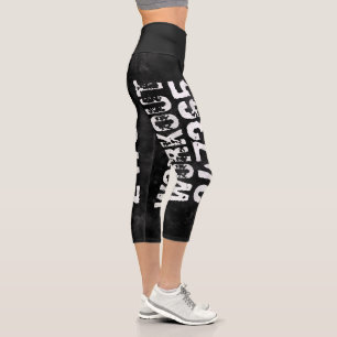 Worn out and scratched text Workout 247365 vintage Capri Leggings