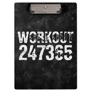 Worn out and scratched text Workout 247365 vintage Clipboard