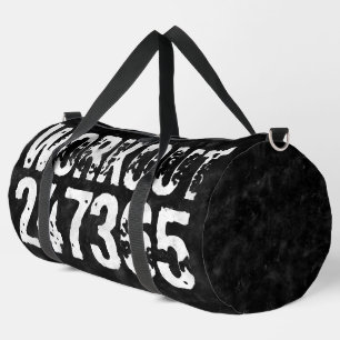 Worn out and scratched text Workout 247365 vintage Duffle Bag