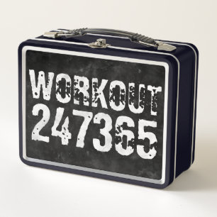 Worn out and scratched text Workout 247365 vintage Metal Lunch Box