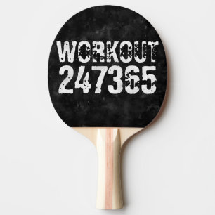 Worn out and scratched text Workout 247365 vintage Ping Pong Paddle