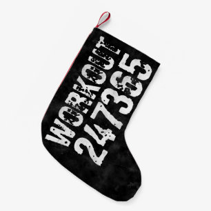 Worn out and scratched text Workout 247365 vintage Small Christmas Stocking