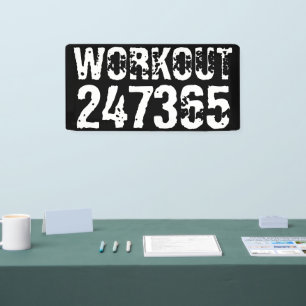 Worn out and scratched text Workout 247365 white Banner