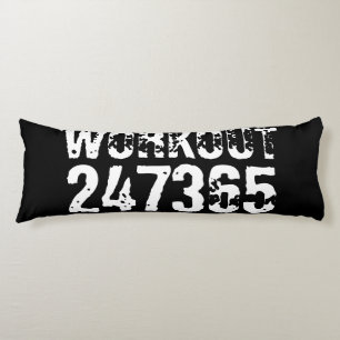 Worn out and scratched text Workout 247365 white Body Cushion
