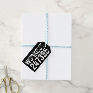 Worn out and scratched text Workout 247365 white Gift Tags