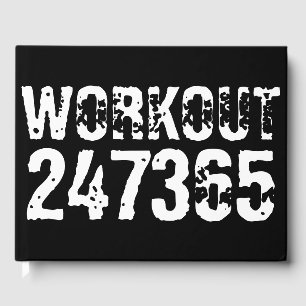 Worn out and scratched text Workout 247365 white Guest Book