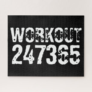 Worn out and scratched text Workout 247365 white Jigsaw Puzzle