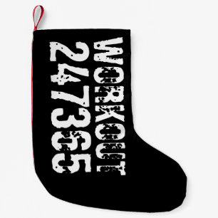 Worn out and scratched text Workout 247365 white Small Christmas Stocking