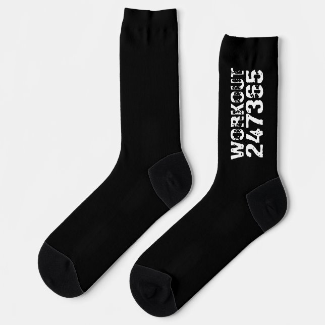 Worn out and scratched text Workout 247365 white Socks (Left)