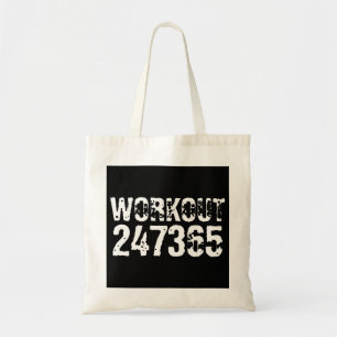Worn out and scratched text Workout 247365 white Tote Bag