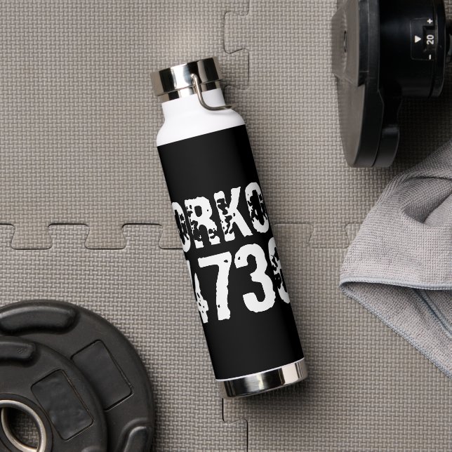 Worn out and scratched text Workout 247365 white Water Bottle (Gym)