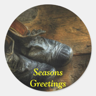 Worn out shoes - poster land classic round sticker