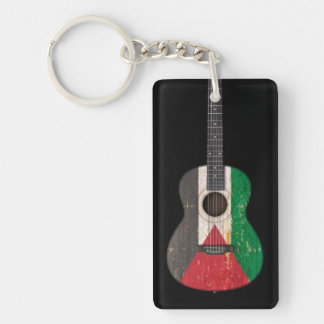 Worn Palestinian Flag Acoustic Guitar, black Key Ring