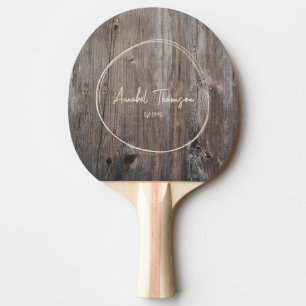 Worn Planks Name in Drawn Circle Ping Pong Paddle