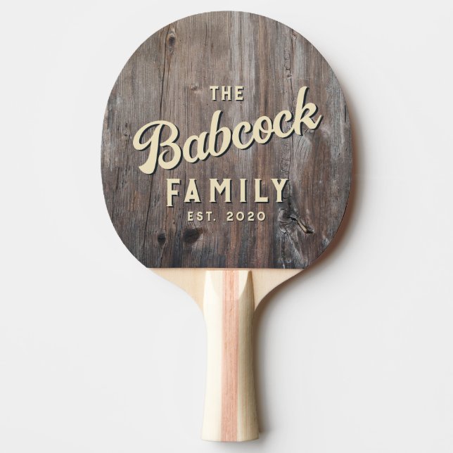 Worn Planks Retro Family Name & Year Ping Pong Paddle (Front)