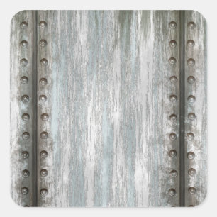 Worn Riveted Metal Grunge Textured Square Sticker