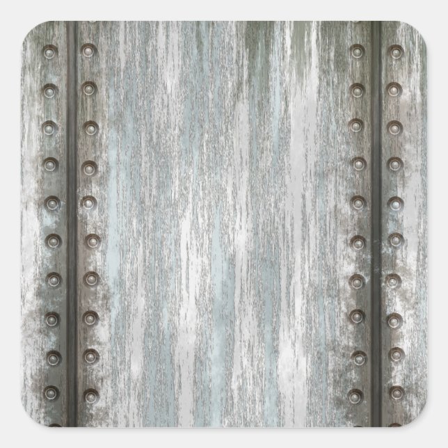 Worn Riveted Metal Grunge Textured Square Sticker (Front)